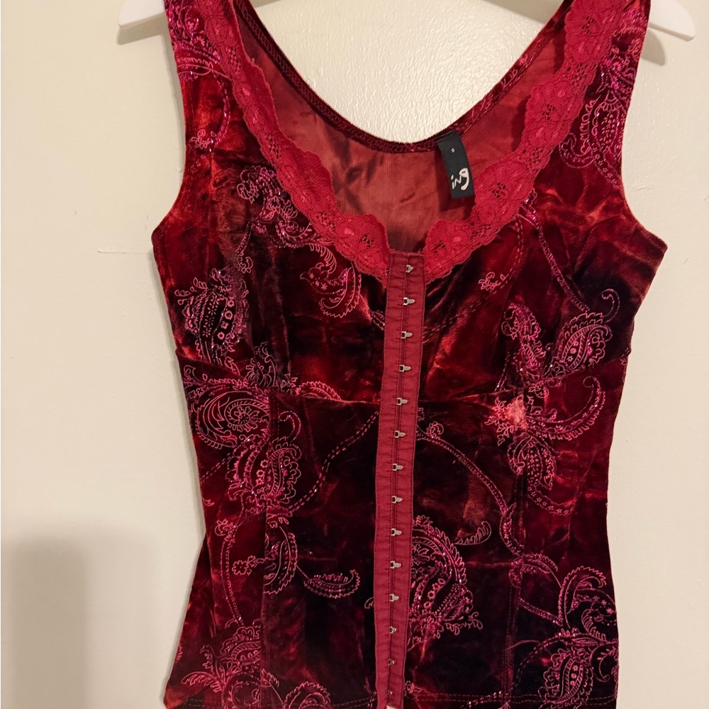 Elegant Red Velvet Women's Top